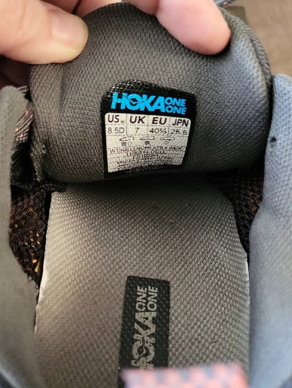 Hoka One One Gray Running Shoes with Coral And Orange Accents - Picture 4 of 12